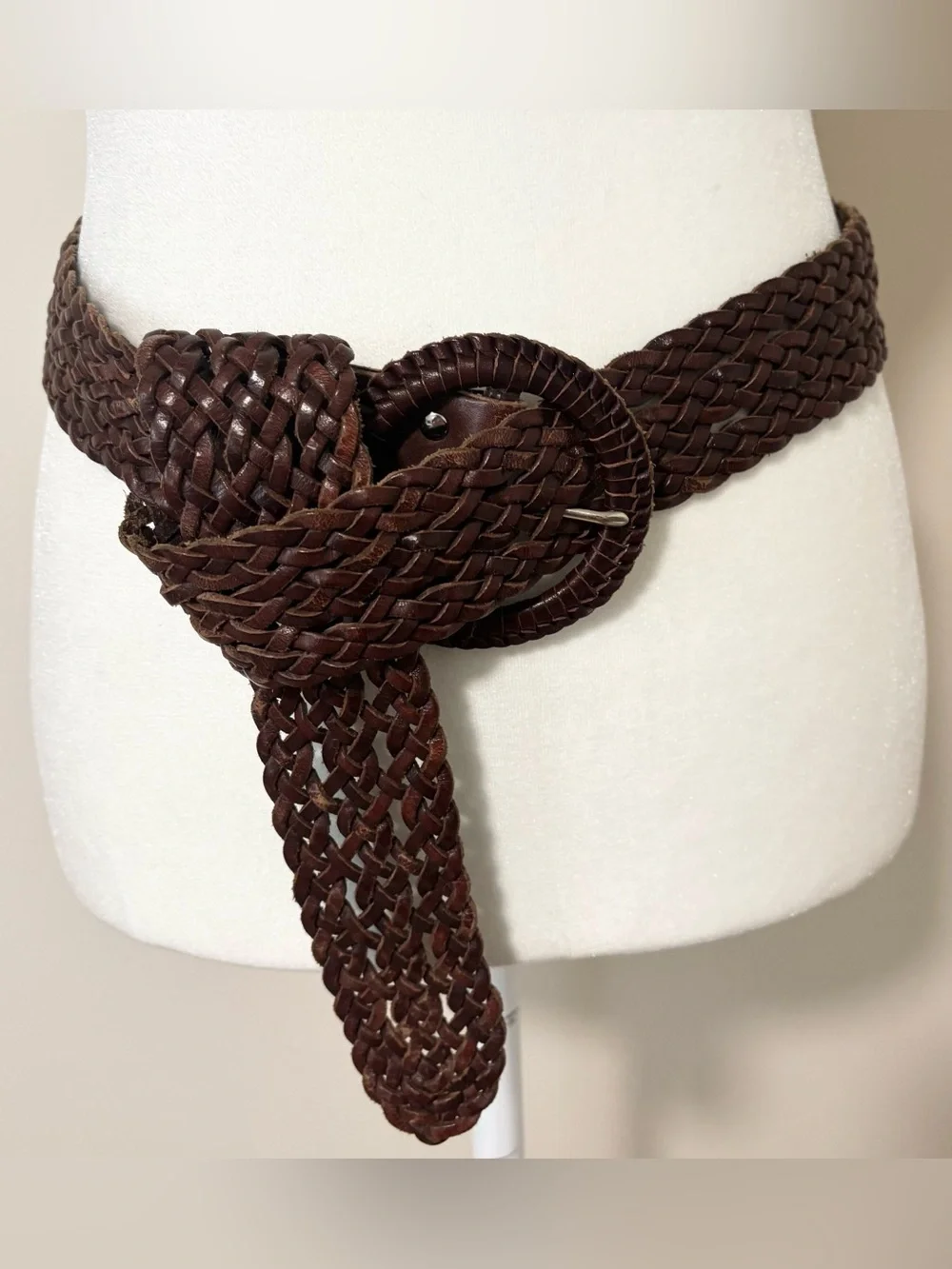 Vintage American Eagle Leather Y2K Braided Statement Belt